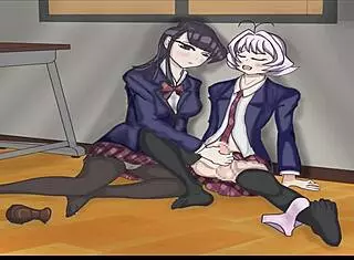 Komi gives an intense blowjob in this classroom animation!