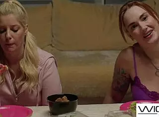 Lexi Luna dives into her fantasy, licking and kissing that hot redhead babe's big tits and tattooed pussy in a wild lesbian session