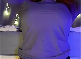 Redhead with blue eyes in net rides dildo passionately while playing with cum and showing asshole. 🔥💦