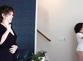 Hey, check out this intense strapon session where the lesbian stepmom teaches her cute stepdaughter a lesson with tight pussy play and dirty talk.