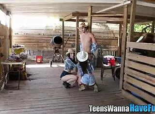 Teen Cowgirls Ride Hard And Get Facialized In Outdoor Party Action!