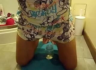 Lots of wetting myself in skirt and panties with dildo masturbation solo in bedroom close up homemade