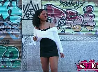 gorgeous mulatto zoe bombon shows off hot curves at porn casting, gets interracial fucking with muscular friend in doggystyle