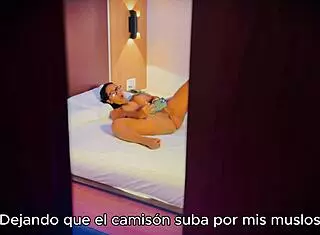 This stepmom touches her tight wet pussy. her stepson hides and watches the homemade show.