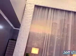 Curvy bbw zoey skyy teases a horny geezer with her huge natural tits and dildo wanking show.