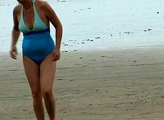 Latin stepmom in bikini seduces her best friend's son. they fuck hard with big cock on the beach.