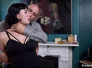 i can't believe this baldheaded guy is fucking my step sisters in a wild bdsm 3some with bondage and whipping