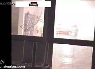 sneaky couple leaves party but gets caught fucking on penthouse balcony