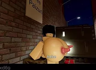 she teases with massive roblox tits before intense paizuri action unfolds in video