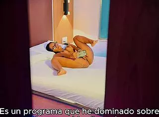 This stepmom touches her tight wet pussy. her stepson hides and watches the homemade show.