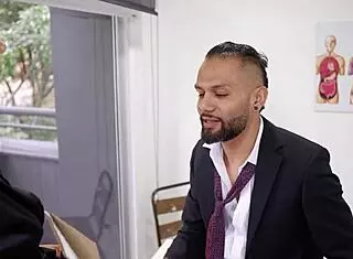 Whoa this teacher invites rude student to stay after class and fucks him with blowjob and cum on tits to pass