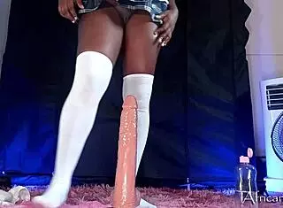 African College Babe's Anal Riding Collection With Big Ass, Ebony Curves, Feet In Skirt And Stockings - Africanbunz