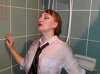 I Caught My Housewife In The Shower With Wet Panties And Shirt Revealing Her Nude Body.