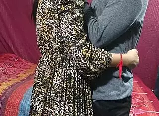 Indian Punjabi girl shares a tender romantic moment with her boyfriend on the ranch, whispering sweet words during close cowgirl riding.