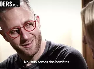 just look at that nice pink hole of yours gagging on cock in 3some 😏