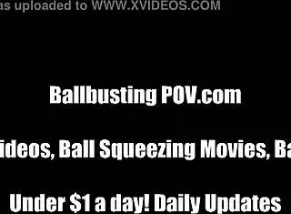 Dominant Babe in Femdom Scene Smashes and Kicks Tiny Balls for Punishment