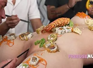 Freeuse Asian chef Emerald Loves offers herself as dessert while Suki Sin joins the mature milf fun