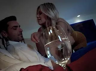 scarlet red watches her stud cum on her sweaty tits after blonde anal cowgirl ride and squirting 😏💦