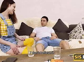 slender stepsister loses bet and we have taboo sex for cash 😈