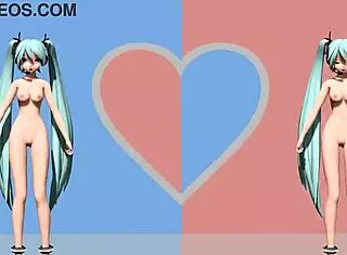 Hatsune Miku Dances Nude In Two Faced Lovers Project Diva Mod With Big Tits Exposed.