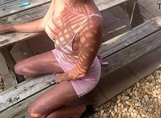 Italian big tits milf artemisia love hot solo shaved pussy flashing outdoor horny and wet