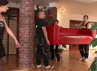 lellou the euro mom gets gang banged by group in heels stockings shaved pussy brunette pornstar 4some