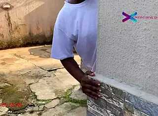 Horny cheating wife dries hubby clothes while gateman watches, then she gets fucked hard.