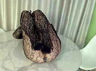 Horny Slut Sucks Santa's Cock Under Christmas Tree and Feels Cum Fill Her Wet Shaved Pussy