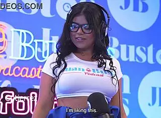 Giant titted latina Rosxanagutierrez rides sybian fuck machine during Juan Bustos podcast interview