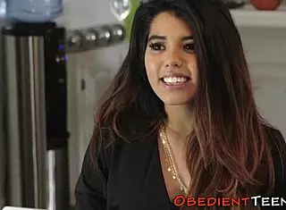 I feel so dominated as this latina teen 18+ with hairy pussy gets rough maledom treatment