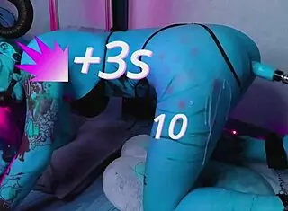 This gagged cosplayer chick takes a huge dildo deep in her tight anal