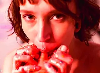 Making Her Feet Totally Messy With Spitting And Licking In Femdom Lesbian Session Featuring Blonde And Brunette