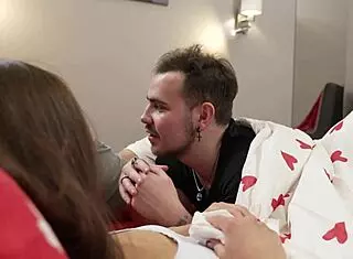 Small Tits Blonde Student Enjoys Threesome With Cumshot And Facial In Bed