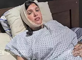 I visited my doctor for help with solo masturbation. He assisted with fingering and cum on my petite tattooed body in the bedroom.