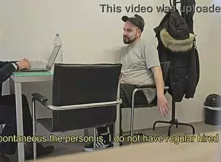 Straight insurance broker convinced to give blowjob handjob on big monster cock for first time in homemade scene