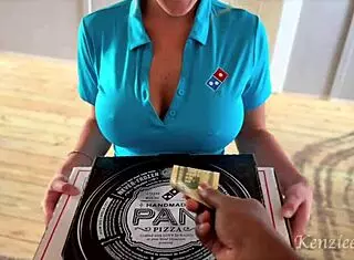 Pizza delivery girl takes big black cock and gets facial cumshot