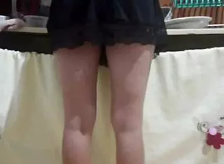 I hired this maid and she's hotter in person with those tight shorts making me excited in the kitchen. Her big ass and redhead look drive the bdsm fetish wild.