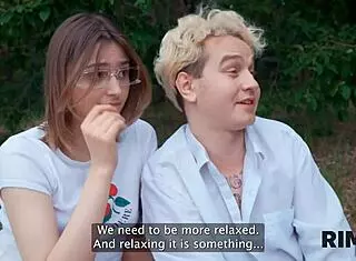 A shy Russian couple tried rimming for the first time during camping. They moved to hard anal sex outdoors in a fetish-filled adventure.