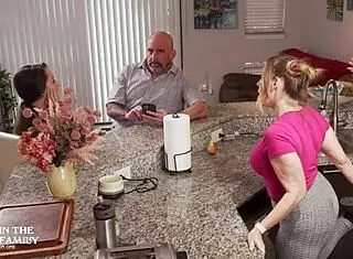 sex freak freya von doom drops by her stepdad and his new wife for some wild homemade action with deepthroat and cowgirl riding