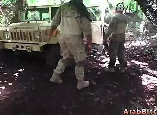 Muslim Guy Fucks Petite White Girl in Army Uniform Outdoors