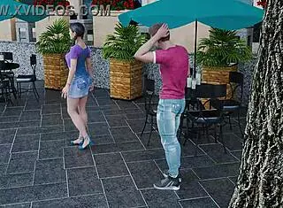 Milf deepthroats big cock in beach sex gameplay