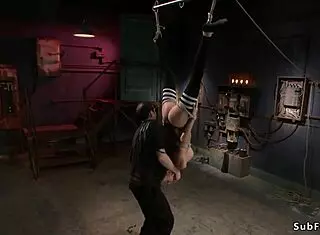 Busty Babe Bent Over for Intense Ass Caning in Tight Bondage!