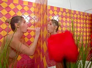 Blonde babe indulges in solo anal dildo play in the bathroom, reaching orgasm with wet pussy fingering.