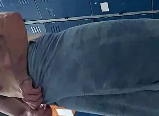 i'm jerking my big cock solo in the gym bathroom feeling so horny