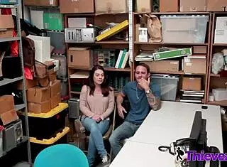 In a casual tale, the guy watches helplessly as his girlfriend turns into a daring shoplifter. She gets caught by the burglar friend and faces unexpected consequences in the store.