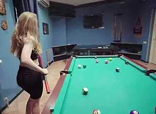 Fucked a gorgeous petite beauty with small tits on pool table in cowgirl and missionary
