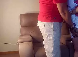 I sneakily fuck my tight 18 year old stepdaughter's shaved pussy while wife works