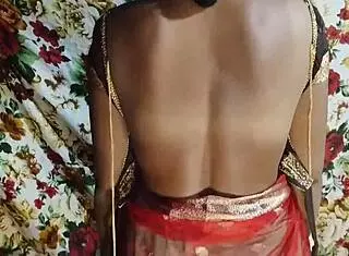 intense sex session with bhabhi in red saree squeezing boobs and ass fucking after black blouse removal