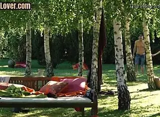 Skinny foot model with petite body gets her tight pussy fucked outdoors after deepthroating a hard cock.