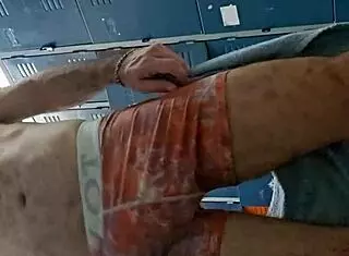 i'm jerking my big cock solo in the gym bathroom feeling so horny